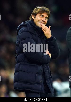 Aktenfoto vom 12-01-2022 von Antonio Conte, Manager von Tottenham Hotspur. Ausgabedatum: Dienstag, 18. Januar 2022. Stockfoto