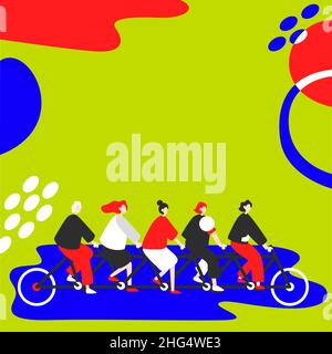 Kollegen Fahrrad Fahren Für Teamwork Erfolgreiche Problemlösung. Stock Vektor