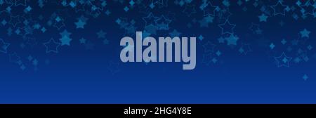 Space marineblauer Hintergrund mit Sternschnuppen, leeres Copy Space Banner. Stockfoto