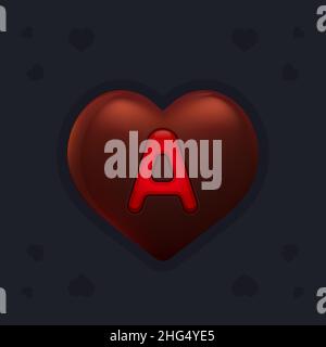 Schokoladenherz mit einem Marmeladenbuchstaben A innen. Valentinstag Dekoration Element für Design-Banner, Karte oder jede Werbung Stock Vektor