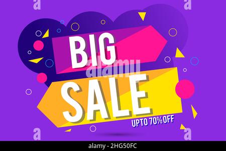 Großer Verkauf Banner Vorlage Design. Memphis Stil Verkauf Banner Vektor Illustration Stock Vektor