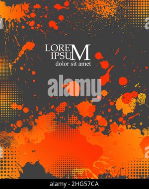 Hintergrund mit Blots. Rahmen für Text . Orange und Grau. Vektorgrafik Stock Vektor