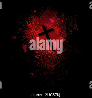 Pinselstrich auf schwarzem Hintergrund. Japanischer Stil. Vektordarstellung von Grunge-Flecken Stock Vektor