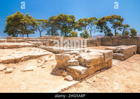Der minoische Palast von Phaistos auf Kreta, Griechenland, Europa. Stockfoto