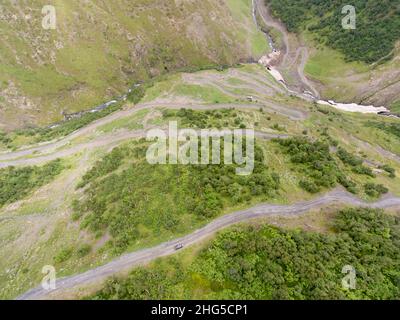 The winding road known as the Abano pass, considered one of the most dangerous roads in the world. Stockfoto
