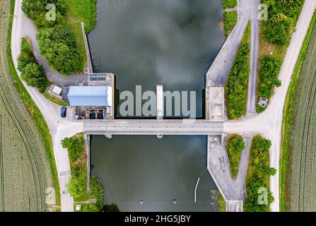 Luftaufnahme einer Staustufe Stockfoto