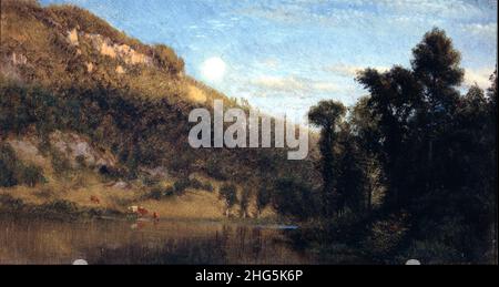 Aaron Draper Shattuck - Berkshire Foothills, Vollmond Über Meadowbrook Stockfoto