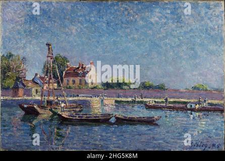 Alfred Sisley - die Schleuse von Saint-Mammès (1885, Stockfoto