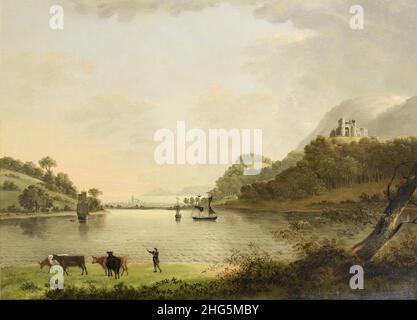 John Thomas Serres - Ein Drover und sein Vieh mit Schifffahrt vor Anker in einer Mündung darüber hinaus. Stockfoto