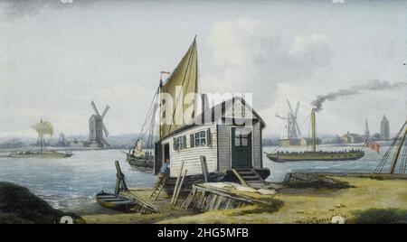 John Thomas Serres - The Royal Chelsea ferryhouse (1824). Stockfoto