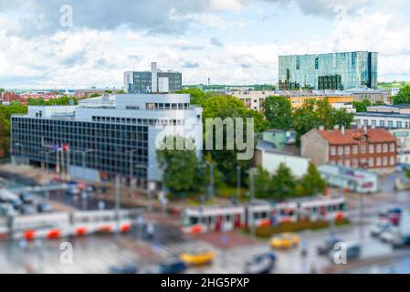 Häuser in der Tartu mnt Straße in Tallinn. Stockfoto