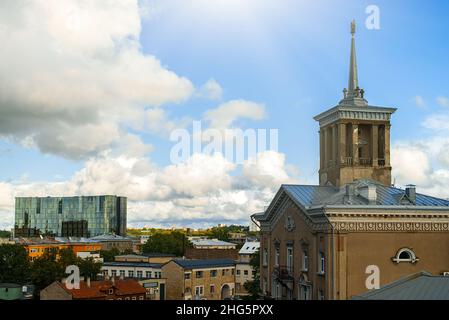 Das einzige Gebäude mit sowjetischen Symbolen in Tallinn. Stockfoto