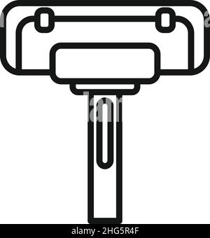 Umrissvektor für Wischmopp-Symbol reinigen. Reinigungspool. Reparaturservice Stock Vektor