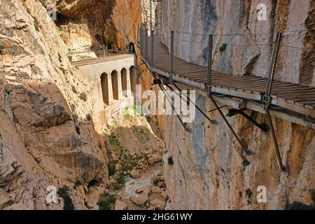 Gefährliche Schwemmspur von Caminito del Rey in Spanien Stockfoto