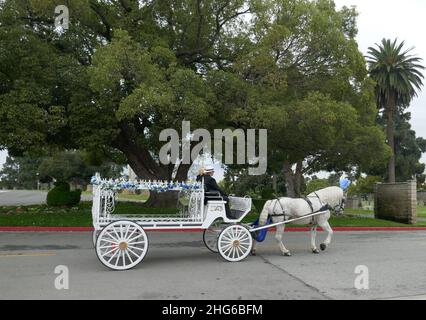 Inglewood, California, USA 15th January 2022 Pferdekutsche auf dem Inglewood Park Cemetery am 15. Januar 2022 in Inglewood, Los Angeles, Kalifornien, USA. Foto von Barry King/Alamy Stockfoto Stockfoto