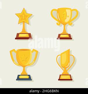 Vier Auszeichnungen mit dem ersten Platz Stock Vektor