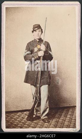 Sergeant Cornelius V. Moore von Company B, 100th Freiwillige aus New York, ein Sergeant von 39th Illinois Regiment, ein Korporal von 106th New Yorker Freiwilligen und ein Privatperson des Vermont Regiments von 11th Stockfoto