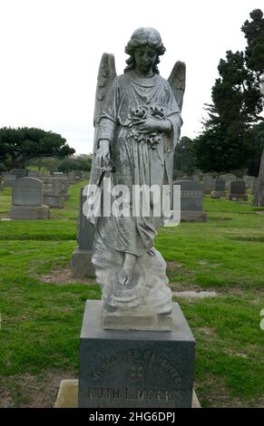 Inglewood, California, USA 15th January 2022 Angel Statue auf dem Inglewood Park Cemetery am 15. Januar 2022 in Inglewood, Los Angeles, California, USA. Foto von Barry King/Alamy Stockfoto Stockfoto