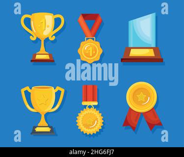 sechs goldene meisterschaften Stock Vektor