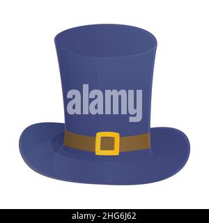 Gentleman Blue Zylinderhut mit Schnalle. Zauberer Kostüm Element. Stock Vektorgrafik in Cartoon realistischen Stil isoliert auf weißem Hintergrund Stock Vektor