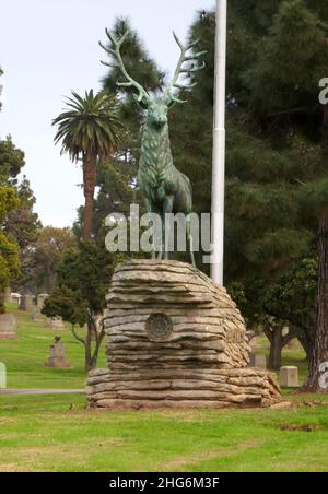 Inglewood, California, USA 15th January 2022 Hirtenstatue auf dem Inglewood Park Cemetery am 15. Januar 2022 in Inglewood, Los Angeles, California, USA. Foto von Barry King/Alamy Stockfoto Stockfoto