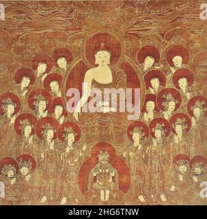 Shakyamuni und die acht großen Bodhisattvas, Korea, Chosôn-Dynastie, 16th Cent., Tinte, Farbe & Gold auf Seide. Stockfoto