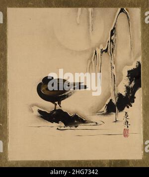 Shibata Zeshin - Lackmalerei verschiedener Themen, Vogel und Weide im Schnee Stockfoto