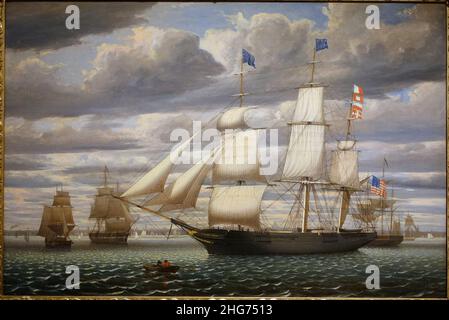 Schiff Southern Cross im Hafen von Boston, von Fitz Henry Lane, 1851, Öl auf Leinwand Stockfoto