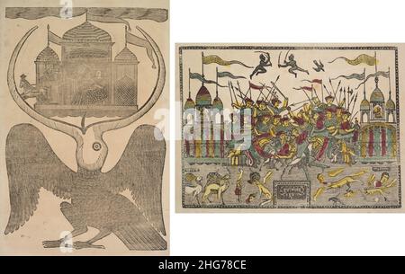 Shri Gobinda Chandra Roy - Jatayu (Rama'a mythischer Vogel) behindert Ravanas Chariot und versucht, die Entführung von Sita (recto) zu verhindern, Kampfszene (verso) Stockfoto