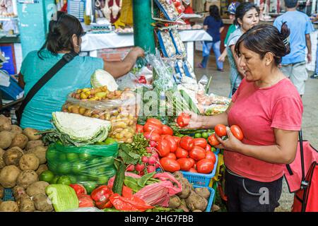 Peru Lima Mercado de Surquillo, Shopping Shopper Shopper Shop Shops Markt Markt Kauf Verkauf, Unternehmen, Verkäufer Händler Stände Stockfoto