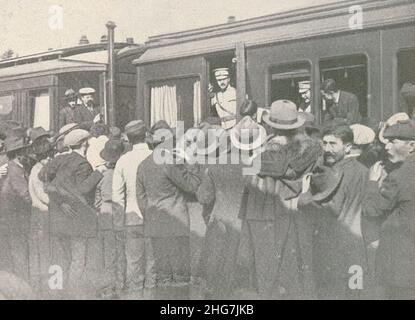 Sidonio Pais em Vendas Novas – Ilustracao Portuguesa 627 1918. Stockfoto