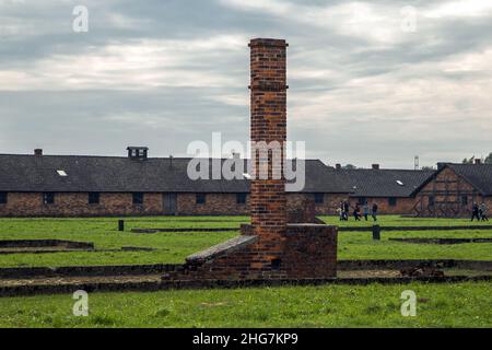 Verbrennungskamin, Konzentrationslager Auschwitz-Birkenau Stockfoto
