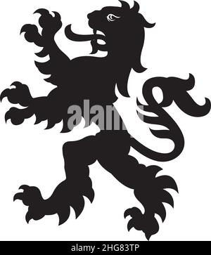 Wappentier Löwe. Schwarz/weiße Silhouette Stock Vektor
