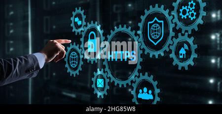 HTTPS ist eine Erweiterung des HTTP-Protokolls zur Unterstützung von Verschlüsselung für erhöhte Sicherheit. Stockfoto