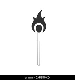 Brennendes Match-Symbol. Gefahrensymbol und brennbarer Gegenstand. Vektorgrafik für Rohware isoliert Stock Vektor