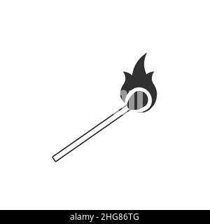 Brennendes Match-Symbol. Gefahrensymbol und brennbarer Gegenstand. Vektorgrafik für Rohware isoliert Stock Vektor