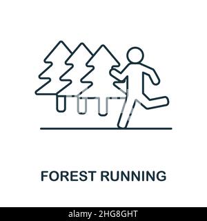 Symbol „Forest Running“. Line Element aus der Gym Kollektion. Linear Forest Running Icon-Zeichen für Web-Design, Infografiken und vieles mehr. Stock Vektor