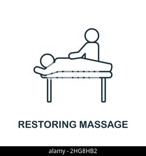 Symbol „Massage wird wiederhergestellt“. Line Element aus der Gym Kollektion. Linear Restoring Massage Icon-Zeichen für Webdesign, Infografiken und mehr. Stock Vektor