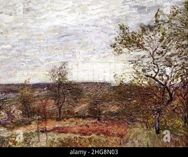 Sisley - Windy-Day-At-Veneux,-1882. Stockfoto