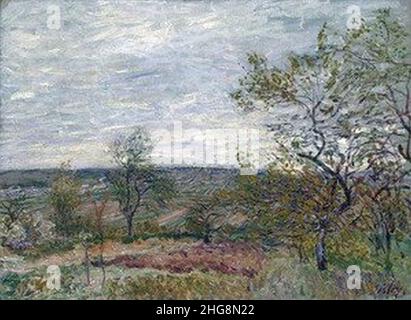 Sisley - Windy-Day-At-Veneux-Also-Known-As-La-Campagne-Aux-Environs-De-Veneux. Stockfoto