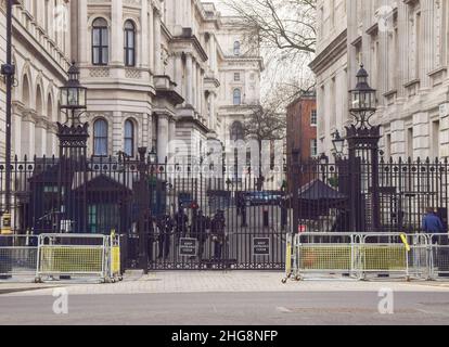 Downing Street, Tagesansicht außen, London, Großbritannien 18. Januar 2022. Stockfoto