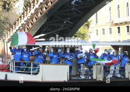 Drehorte für die Olympischen Winterspiele Cortina Milano 2026 in Venedig, Italien, Januar 18 2022. (MVS) Stockfoto