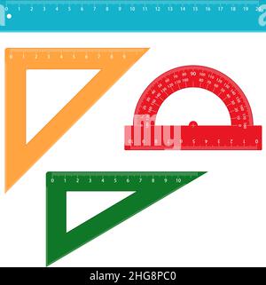 Satz von Messlinealen für Schulen, Vektordarstellung Stock Vektor
