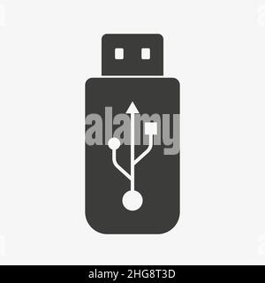 USB-Symbol. Flash-Laufwerkssymbol auf weißem Hintergrund Stock Vektor