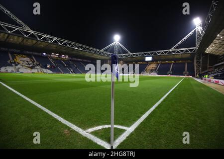 Preston, England, 18th. Januar 2022. Gesamtansicht des Stadions während des Spiels der Sky Bet Championship in Deepdale, Preston. Bildnachweis sollte lauten: Simon Bellis / Sportimage Stockfoto