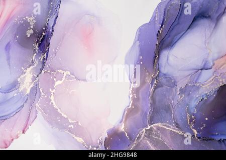 Tinte, Farbe, abstrakt. Nahaufnahme des Gemäldes. Bunte abstrakte Malerei Hintergrund. Stark texturierte Ölfarbe. Hochwertige Details. Stockfoto