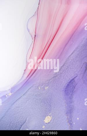 Tinte, Farbe, abstrakt. Nahaufnahme des Gemäldes. Bunte abstrakte Malerei Hintergrund. Stark texturierte Ölfarbe. Hochwertige Details. Stockfoto