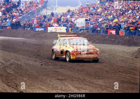 Archiv 80ies: Dirt Track Autorennen, Frankreich, 1986 Stockfoto