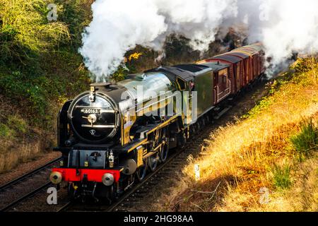 Baureihe A1 Dampflokomotive 60163 Tornado durch einen Schnitt Stockfoto