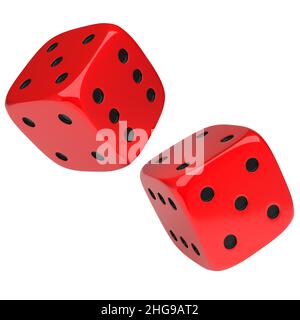 Rote Würfel isoliert auf weißem Hintergrund. 3D Rendern. Stockfoto